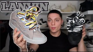 LANVIN Multi Lace Suede Curb Sneaker Grey Review  ON FOOT [upl. by Merralee]