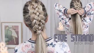 Beautiful Five 5 Strand Dutch Braid Tutorial  How to DIY [upl. by Seiuqram]