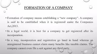 COMPANY LAW  FORMATION OF A COMPANY [upl. by Sheff746]