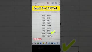 Convert Small To Capital in Excel exceltips exceltricks msexcel shortvideo yutube yutubeshorts [upl. by Gabler]