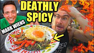 ATTEMPTING MARK WIENS LEVEL 5 SPICY CHALLENGE AT HIS RESTAURANT Phed Mark  Joel Hansen [upl. by Nahoj603]