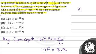 A light beam is described by E800sin txc An electron is allowed to move normal to the pr [upl. by Ellesirg]