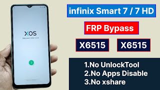 Infinix Smart 7  7 HD X6515 FRP Bypass 100 Tested Without PC amp UnlockTool [upl. by Narag]