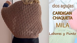 ✅ Cardigan Mila a dos agujas Labores y Punto [upl. by Asteria811]