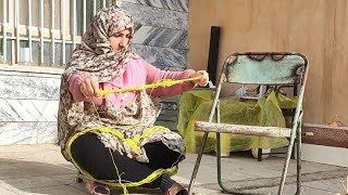 Rural Daily Routine Using yarn for beautiful Iranian carpet weaving [upl. by Llerrehc965]