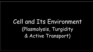 Cell and Its Environment  Plasmolysis Turgidity and Active Transport [upl. by Latisha]