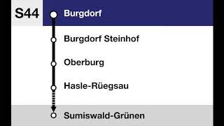 BLS Ansagen  S44 Thun –Bern – Burgdorf – SumiswaldGrünen [upl. by Katherine]