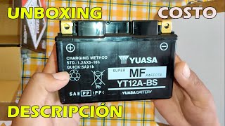 BATERÍA YUASA YT12ABS  UNBOXING  DESCRIPCIÓN 12V10Ah [upl. by Leihcar]