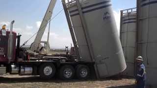 400bbl up right tank using a winch truck [upl. by Evangelia]