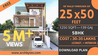 2550 House Design 3D  1250 Sqft  139 Gaj  5 BHK  Modern Design  Terrace Garden  8x15 Meters [upl. by Lissy264]