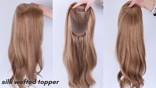 Silk wefted topperstopelles hair large hair volumemost realistic scalpnatural looking [upl. by Einwat]