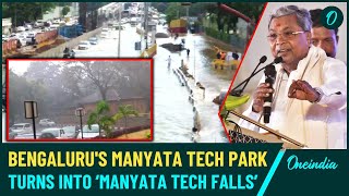 Shocking Bengaluru Video Manyata Tech Park Into Water Fall Techies Stuck For Hrs Amid Severe Rain [upl. by Jarred715]