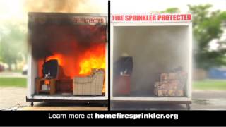 17 second PSA SidebySide Fire amp Sprinkler Burn Demonstration [upl. by Kannan]