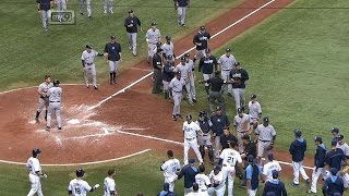 Benches clear after Yanks retaliate after HBP [upl. by Nitreb]