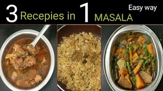 3 RECEPIES with 1 MASALA BASE muttongravy veggravy masalarice howtoprepare NO COCONUT COMBOgravy [upl. by Reinold]