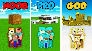 Minecraft NOOB vs PRO vs GOD FAMILY HOUSE BASE in Minecraft Animation [upl. by Finny]