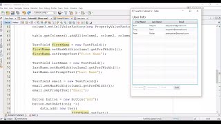 JavaFX 8 Tutorial 12  Table with Example of User Info [upl. by Dom]