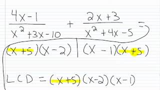 Algebra I Help AddingSubtracting Rational Expressions without a Common Denominator Part V [upl. by Herrick]