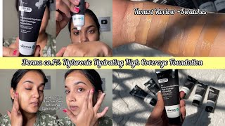 New Derma Co 1 Hyluronic Hydrating High Coverage Foundation ReviewSwatches dermaco foundation [upl. by Cassie]