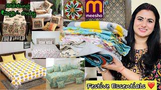 Meesho Home Decor amp Bedsheet Haul Cotton Bedsheet Table Runner Cushion Cover Rangoli Mat [upl. by Elleinaj]