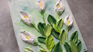 Calla Lillies Painting I Flowers Impasto Painting Tutorial [upl. by Rob]