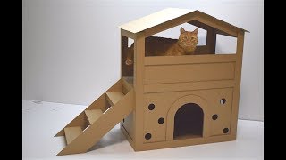 How to make a house for a cat out of cardboard [upl. by Arymat]