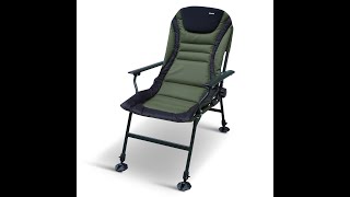 Abode Carp Fishing Camping Folding Oxford Armchair Long Leg Recliner Chair [upl. by Adnilem603]