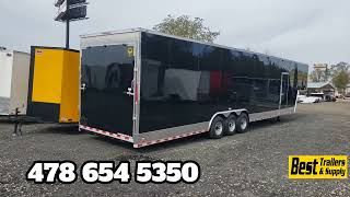 enclosed gooseneck 2 carhauler trailer 8x44 w extra height thick sides 368 cabinets [upl. by Venditti]