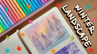 HOW I SKETCH A DREAMY WINTER LANDSCAPE  from sketch to finish and I piss myself off the whole time [upl. by Lucias]