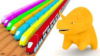 Learn colors with trains and Dino the Dinosaur  Educational cartoon for children amp toddlers 🦕🚆 [upl. by Elvie]