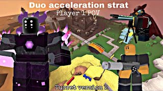 Roblox TDS hardcore duo acceleration Strat Player 1 POV turret version 2 [upl. by Neelav]