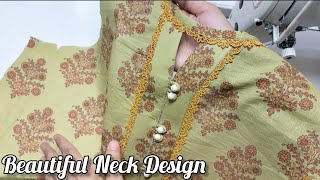 Very Nice Simple amp beautiful Neck Design With Lace Cutting amp Stitching  Pakistani Gala Design 2024 [upl. by Waddell]