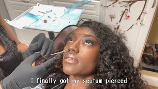 Getting a septum piercing VLOG [upl. by Anelak975]