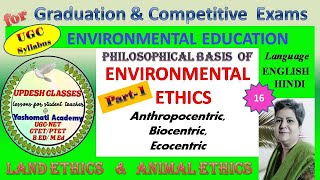 Environmental Ethics Part 1  Anthropocentric Ethics Biocentric Ethics Ecocentric Ethics [upl. by Lemay]