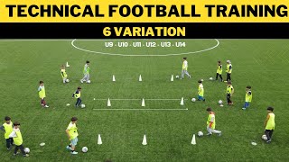 Technical FootballSoccer Training Drills  6 Variation  U9  U10  U11  U12  U13  U14 [upl. by Odnala]