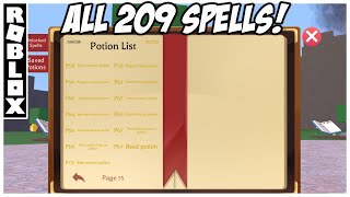 All 209 Spells in Wacky Wizards All Potion Book Recipes  Ingredients ROBLOX [upl. by Htezzil790]