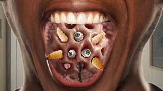 ASMR mouth Infection  ASMR Maggot Worm and Dog Ticks Removal Animation [upl. by Latnahc]