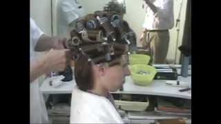 Brunette at the stylist hair wet set rollers and makeover [upl. by Stefanac]