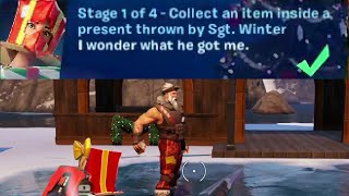 Collect an Item Inside a Present Thrown by Sgt Winter Fortnite [upl. by Northey]