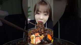 Korean mukbang eating Eel Sauce Noodles challenge shorts mukbang [upl. by Esadnac]