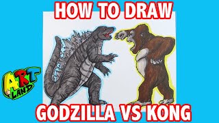 How to Draw GODZILLA VS KONG FIGHT SCENE [upl. by Jeanette]