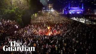 Protests erupt across Tel Aviv and Jerusalem after defence minister sacking [upl. by Repinuj]