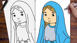 Hpw to draw VIRGIN MARY easy step by step drawing tutorial [upl. by Cornall]