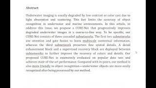 CURE Net A Cascaded Deep Network for Underwater Image Enhancement [upl. by Heida]