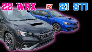 2022 WRX vs 2021 STI l Side By Side Comparison [upl. by Mattheus]