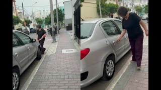 Miraflores Mujer raya carro por cuadrarse en su puerta [upl. by Robbyn]