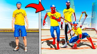 Jeffy Becomes EVERY SPIDERMAN in GTA 5 [upl. by Atilek414]