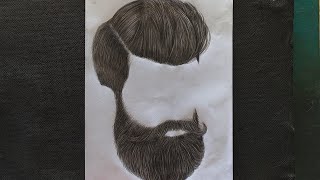 Hair and beard charcoal pencil drawing Male hair detailing and sketching  portrait sketch [upl. by Anglo]