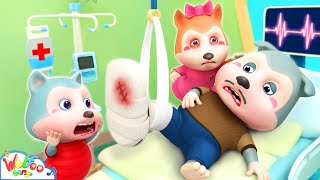 Daddy Has a Broken Leg  Family Boo Boo Song  More Nursery Rhymes  Wolfoo Kids Songs [upl. by Odnarb]