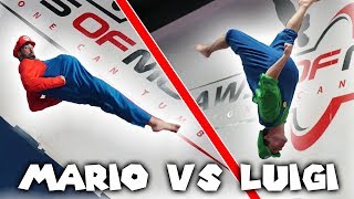 MARIO VS LUIGI AT TRAMPOLINE PARK Crazy tricks [upl. by Miett]